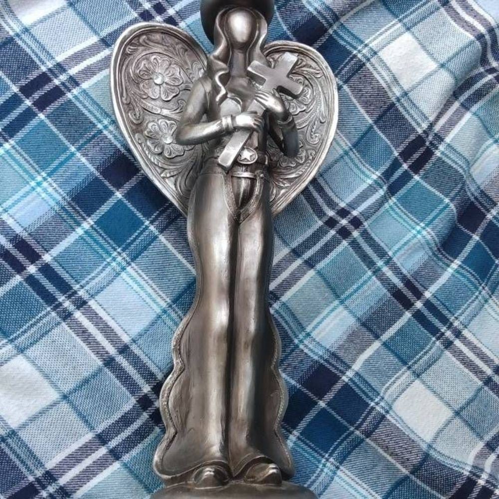 Cowgirl Statue With Cross Home Decor Accents